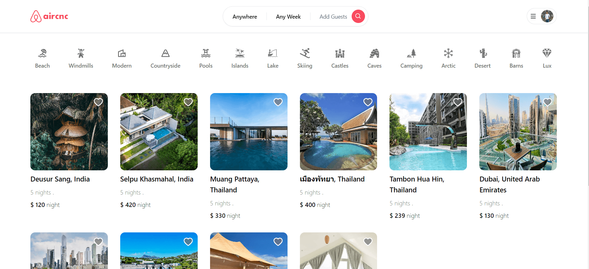 AirCNC (Room Booking App)